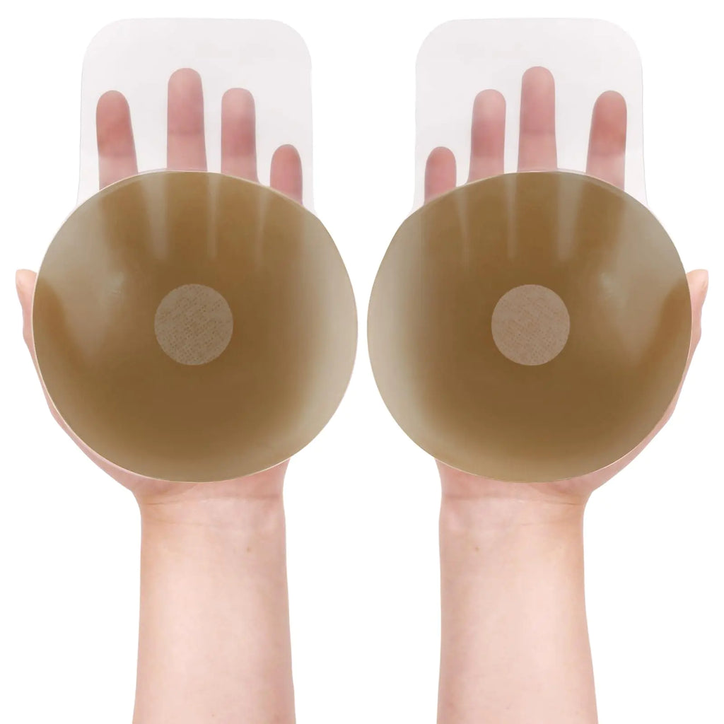 Silicone Breast Lift Nipple Pasties: Lifting Sticky Bra 5.1inch Boob Nipple Covers for Women Reusable Brown