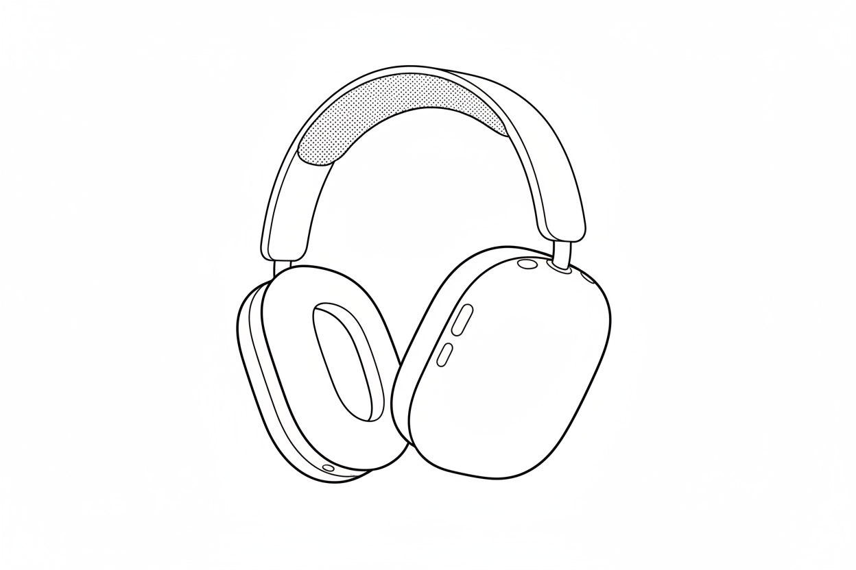 generate a basic outline picture of some airpod maxs
