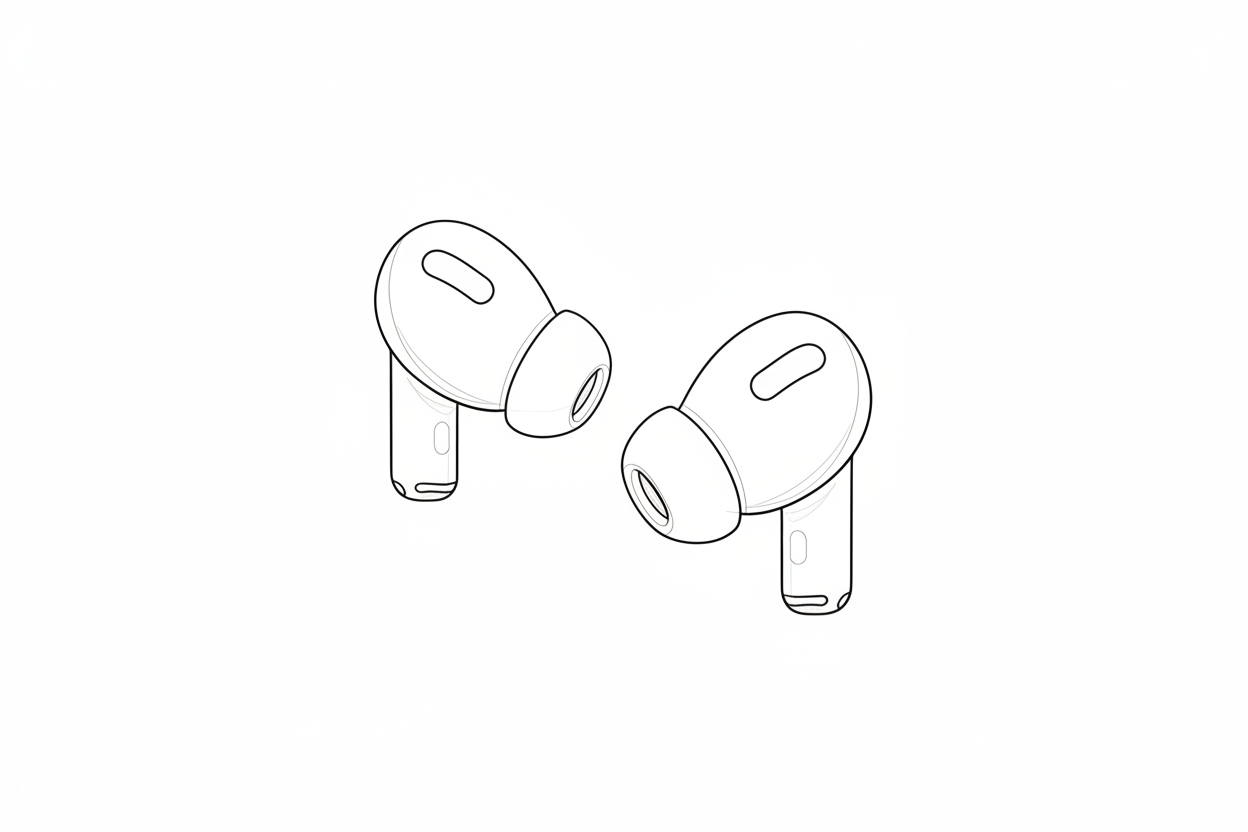 generate a basic picture of the out line of some air pod pros