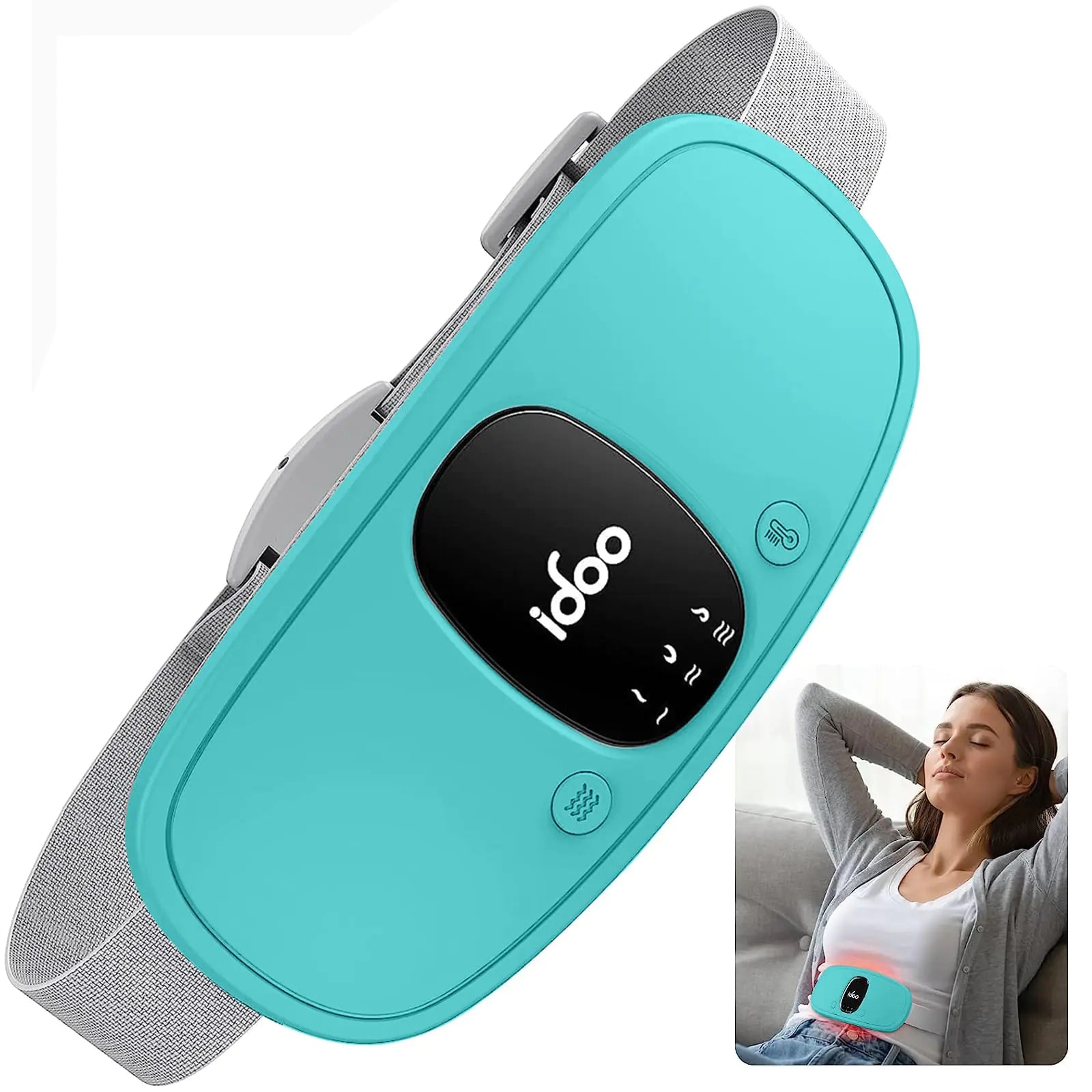 iDOO Heating Pad for Period Cramps FSA HSA Eligible Portable Cordless Heating Pad Electric Waist Belt Device Valentines Day Gifts for Her (Blue)